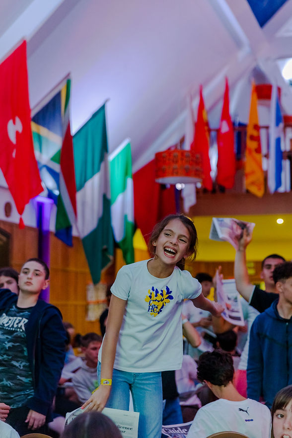 Happy student celebrates at Buckswood Summer School in England