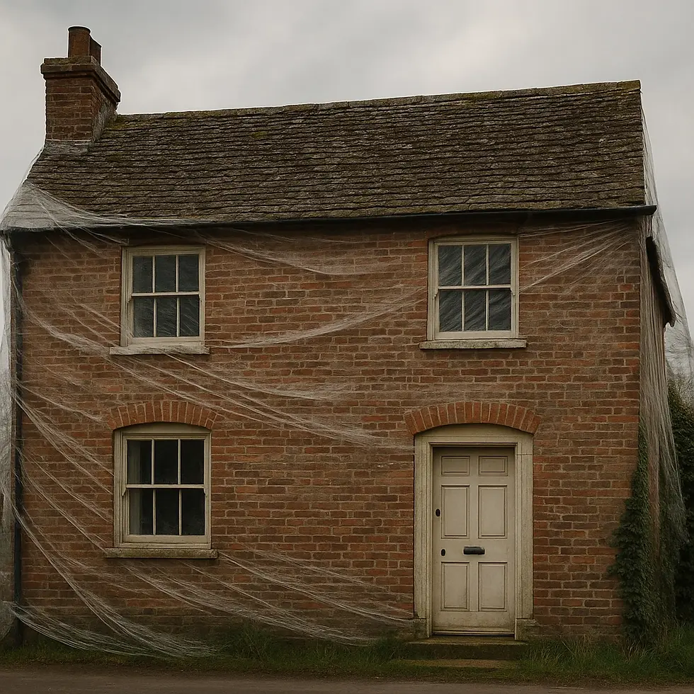 An old house wrapped in cling film