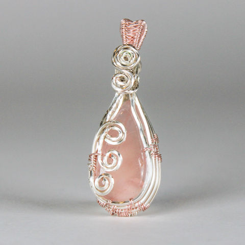 wire wrapped rose quartz pendant