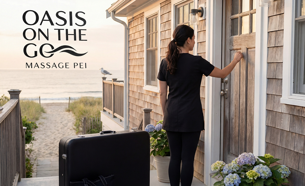 Luxury mobile massage setup in PEI home with spa table and calming atmosphere