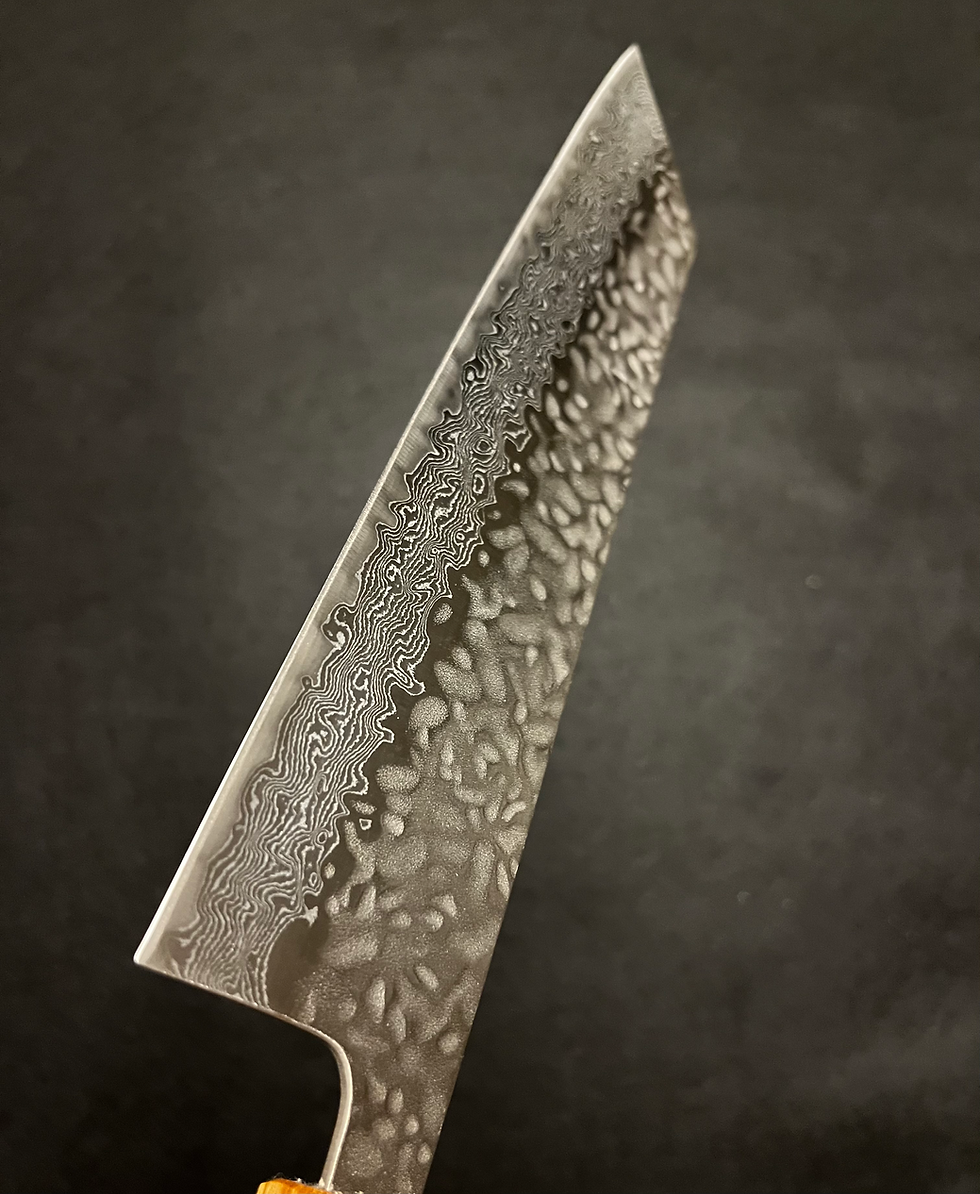 Thumbnail: 210mm  KIRITSUKE  Damascus Tsuchime  Natural Oak handle NDW