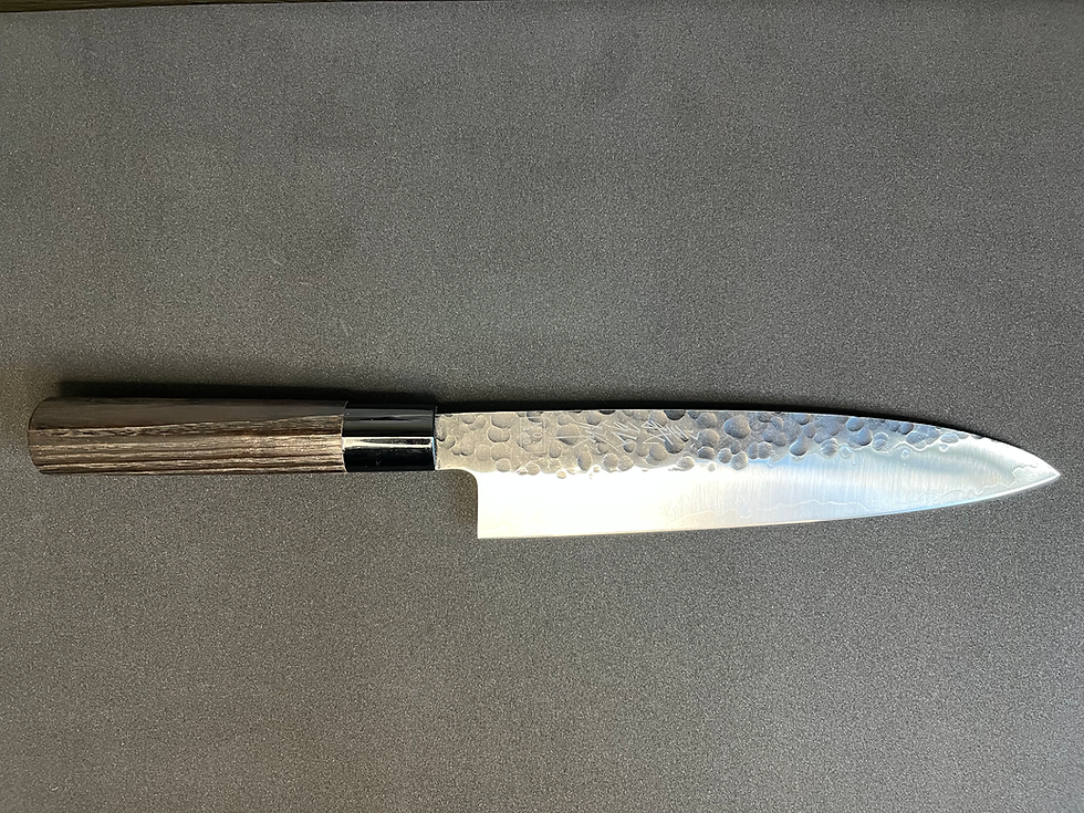 Thumbnail: Yoshihiro Gyuto 210 mm Kurouchi, Tsuchime with Burnt Chestnut Handle 