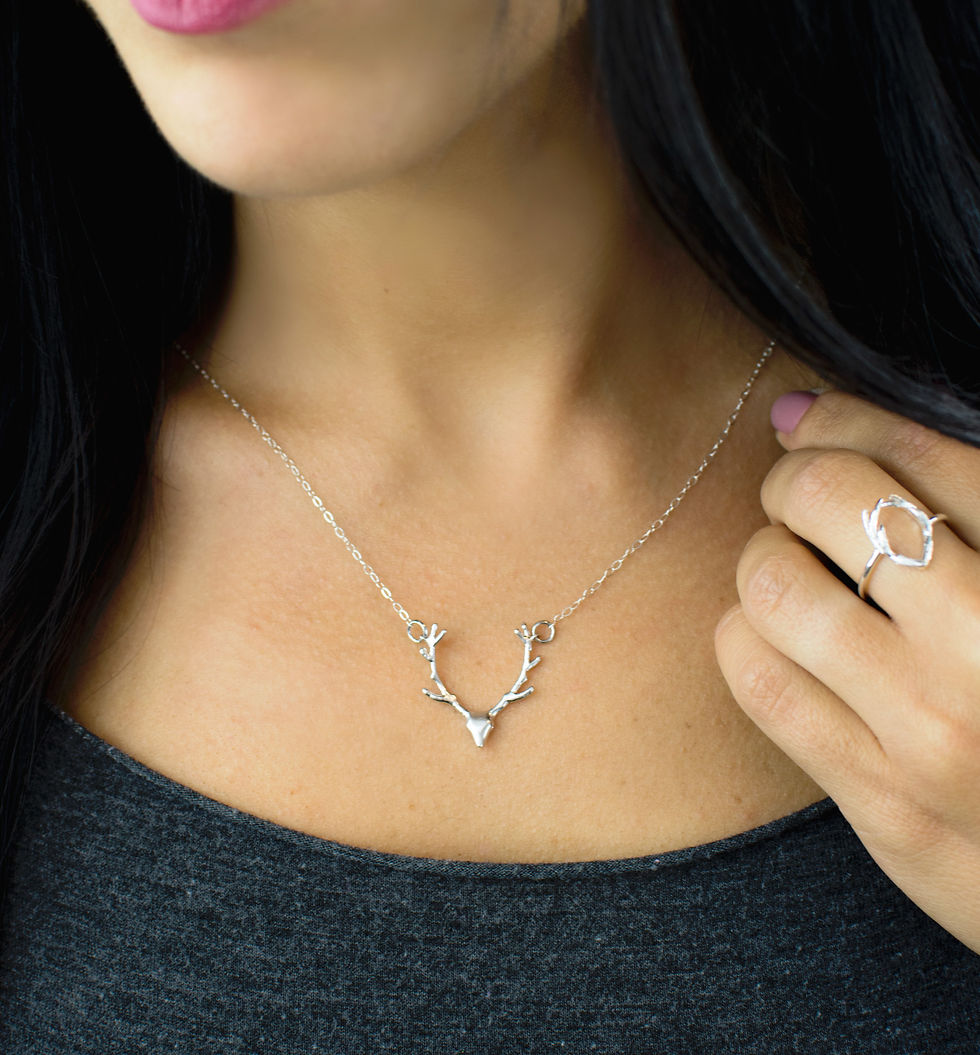 Thumbnail: Wild + Free I Antler Necklace, Antler Jewelry, Hunting Gifts, Antler, Stag, Staghead, Deer Antlers, Antler Pendant, Jewelry,
