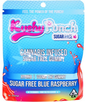 Kushy Punch | Blue Raspberry Hybrid Sugar Free Gummy 100MG | 10PC
