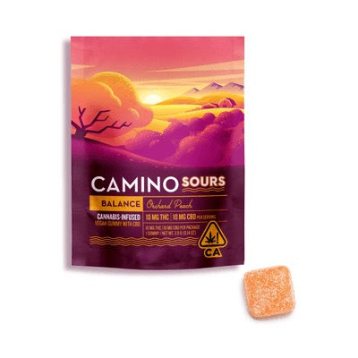 Kiva Confections | Camino Sours Orchard Peach "Balance" Single Pk  | 1:1 CBD/THC