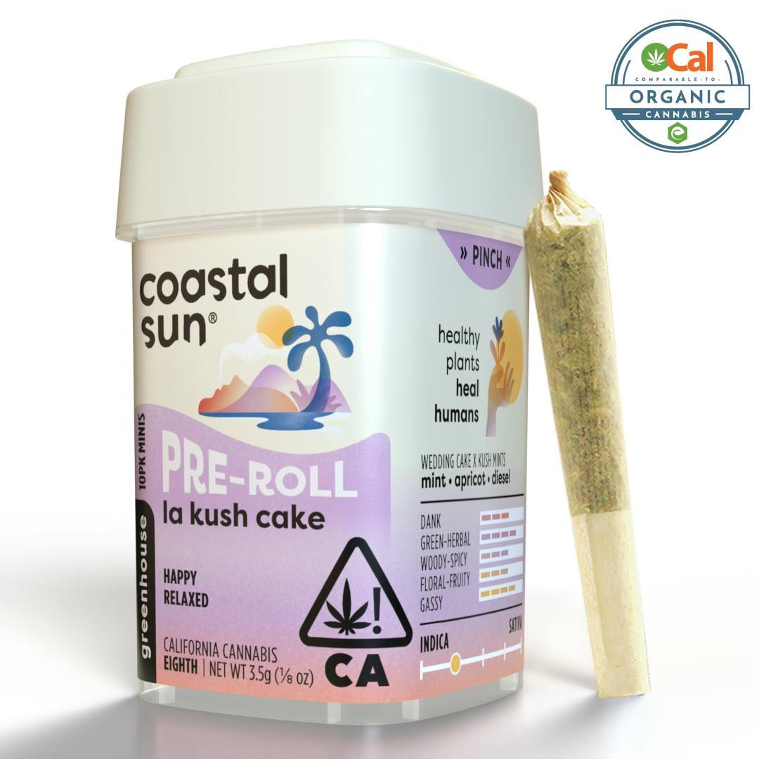 Coastal Sun |  LA Kush Cake | Greenhouse 10pk Minis Pre-roll | 3.5g