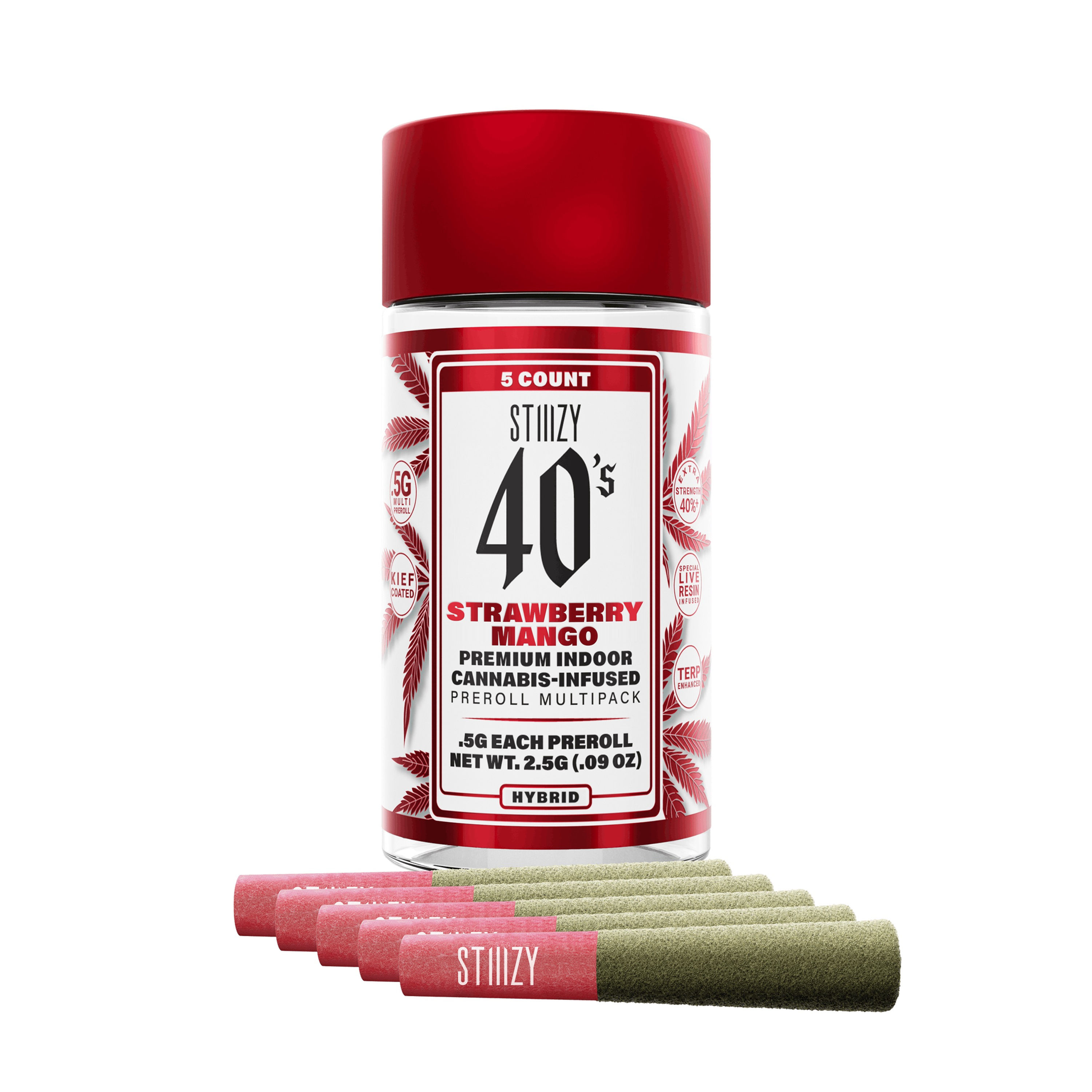 STIIIZY | Strawberry Mango | Premium Indoor Infused Prerolls 5pk | 2.5g