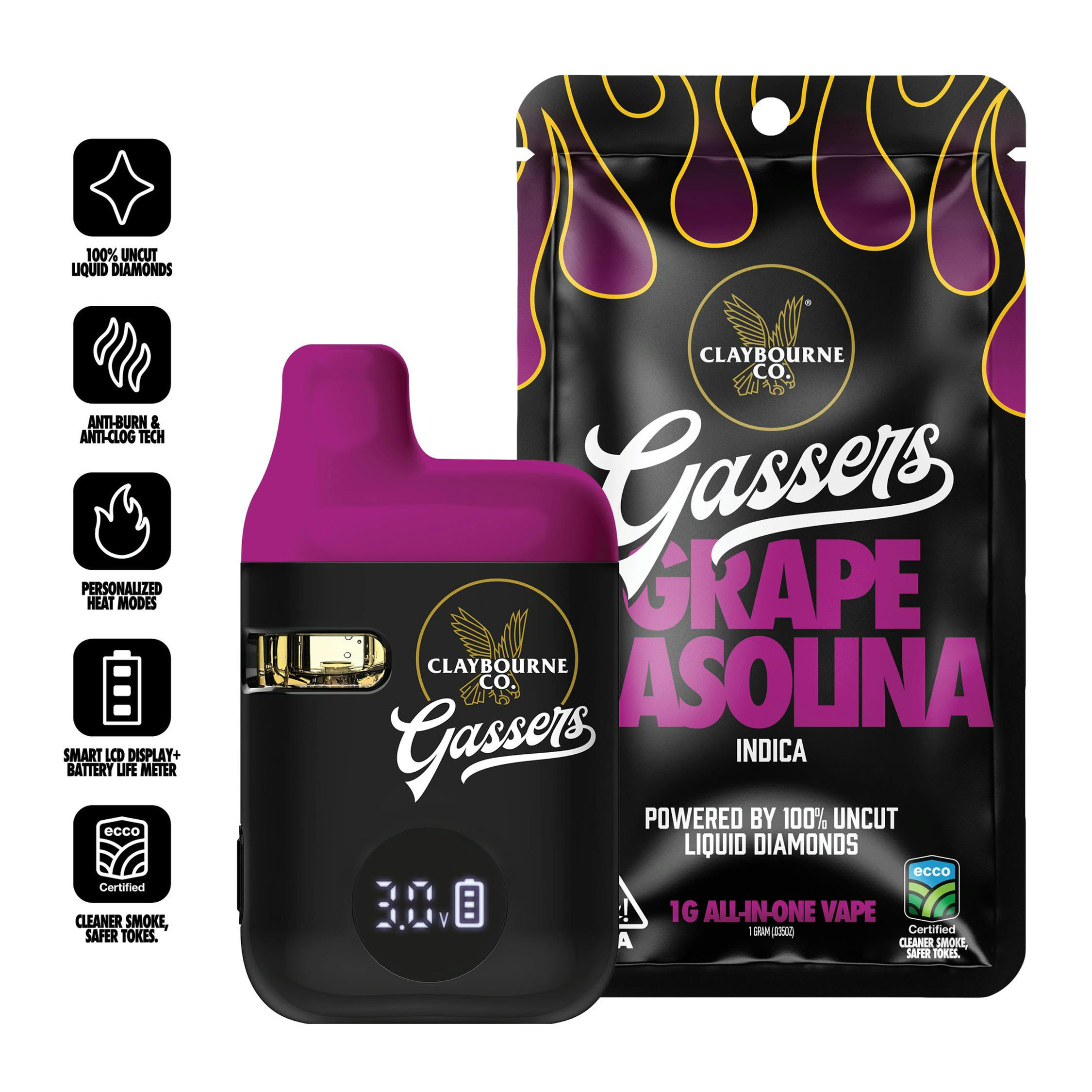 Claybourne Co. | Grape Gasoline | Gassers Liquid Diamonds | AIO | 1g