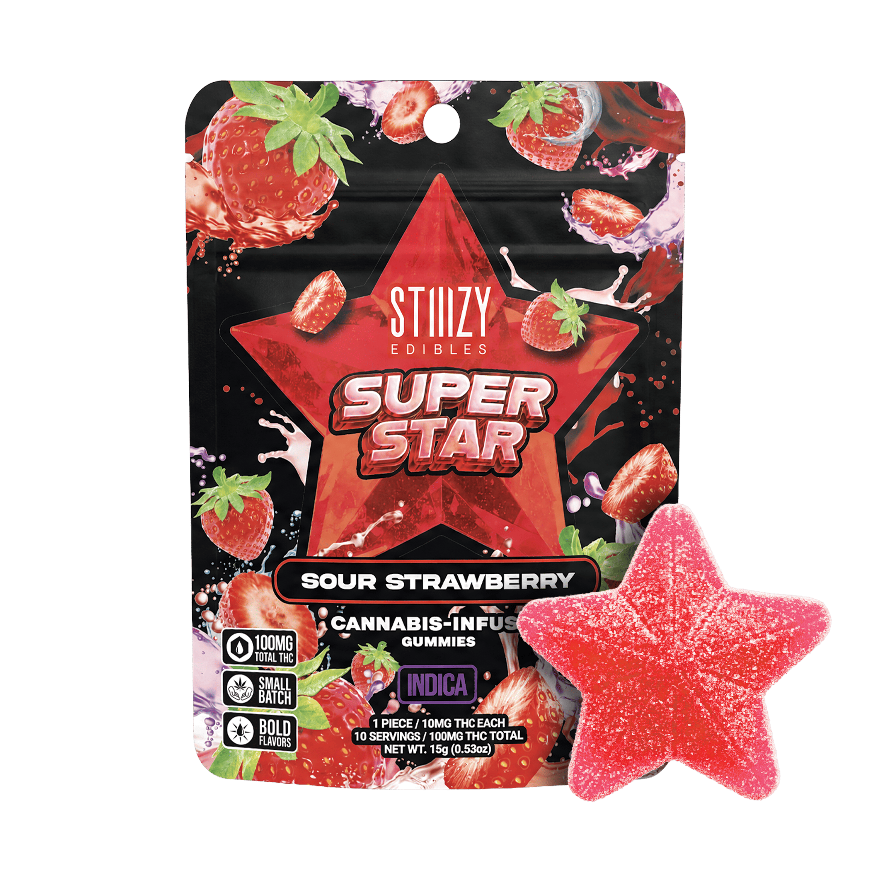 STIIIZY | Super Star Sour Strawberry | Infused Gummies | 100mg THC