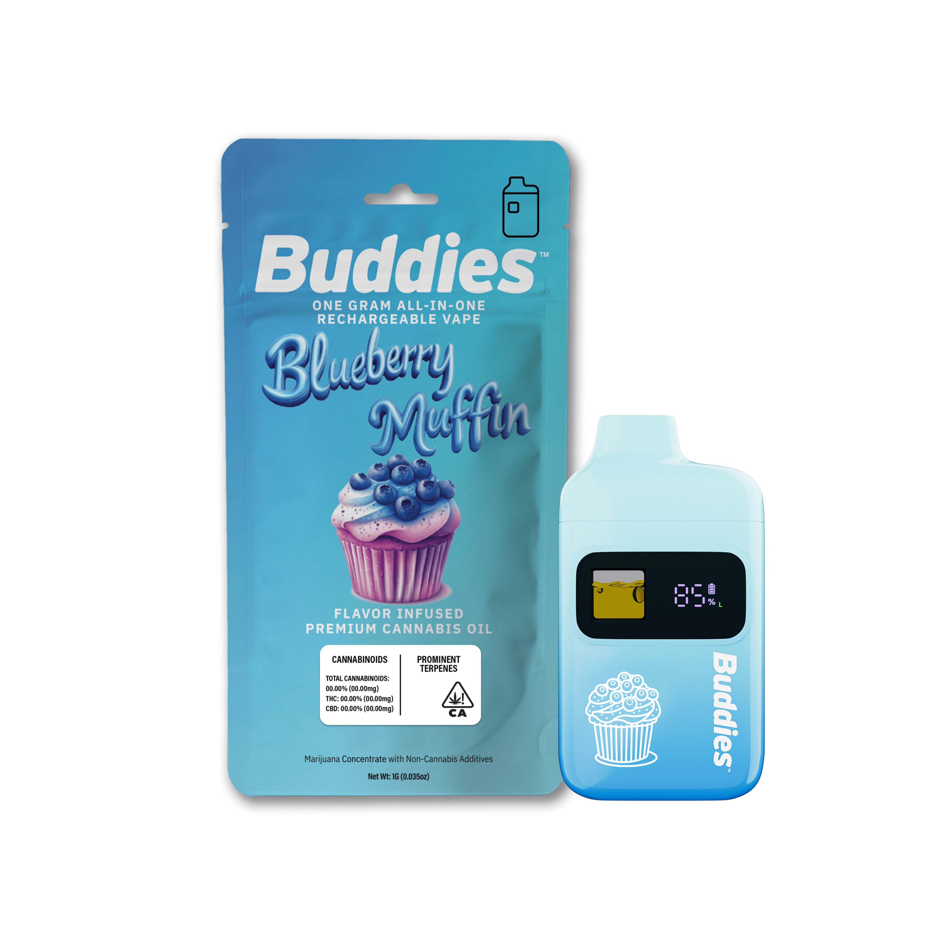 Buddies Brand | Blueberry Muffin | Flavored Infused Tank All-In-One | 1g