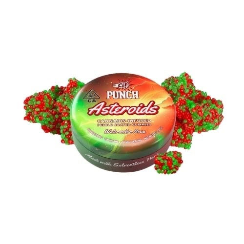 Punch|Watermelon Nova Asteroids|Cannabis-Infused Pebble Coated Gummies|100mg THC