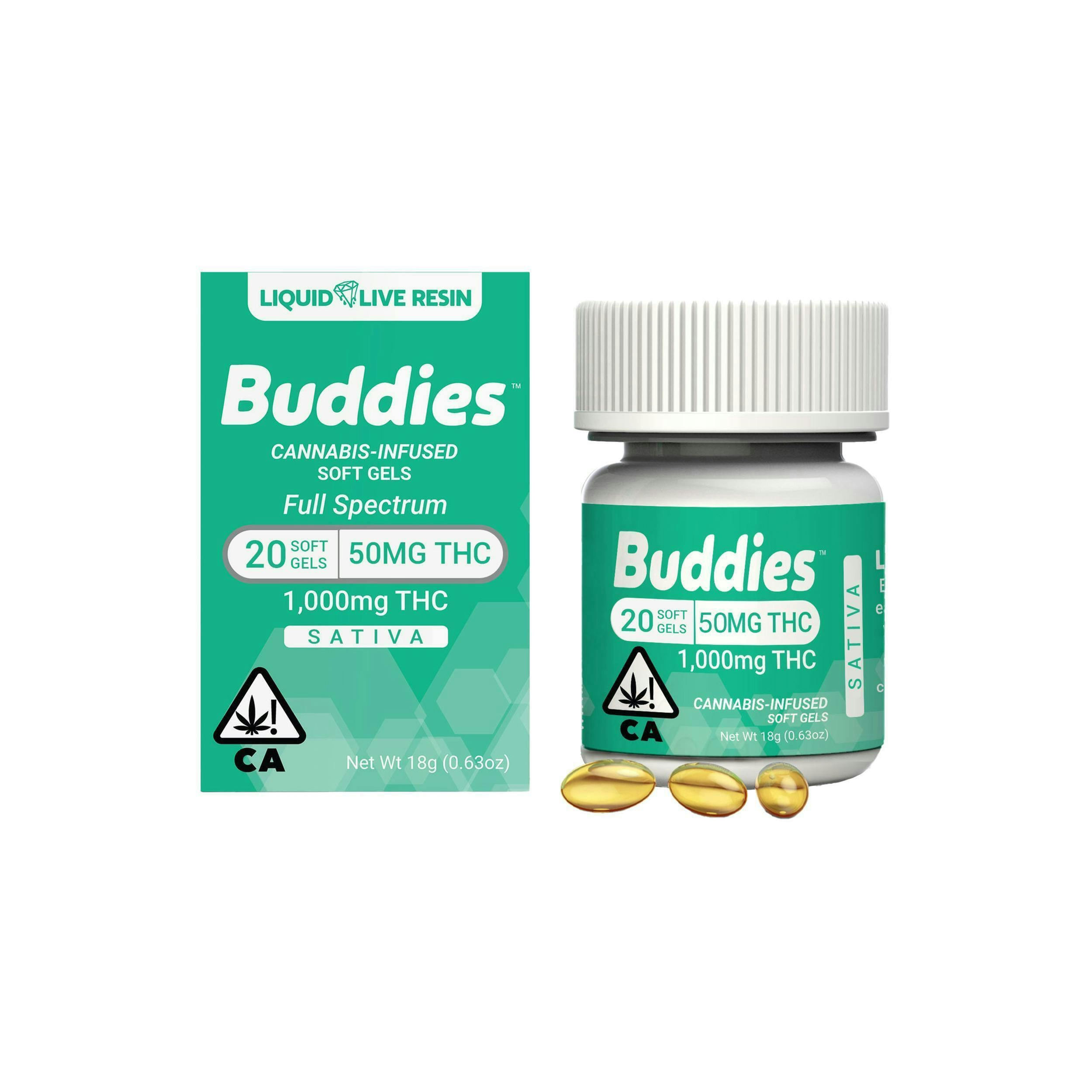 Buddies Brand | 50mg Capsule Live Resin Sativa | 20pc