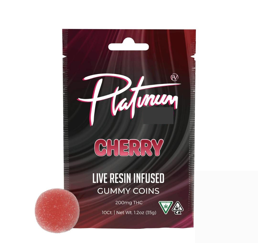 Platinum Vape | Live Resin Cherry Gummy Coins | 100mg THC