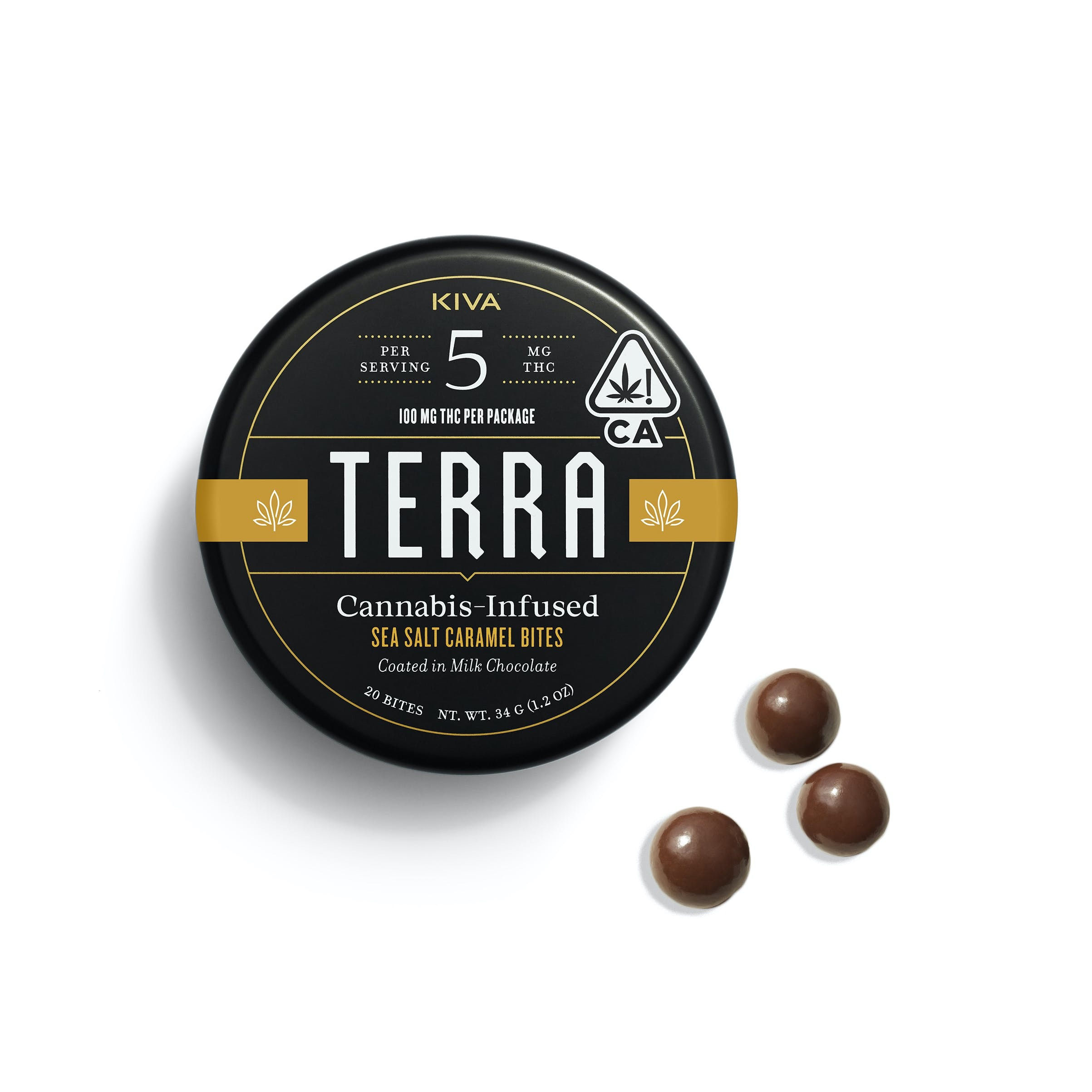 Kiva Confections | Terra Sea Salt Caramel Bites | 100mg THC