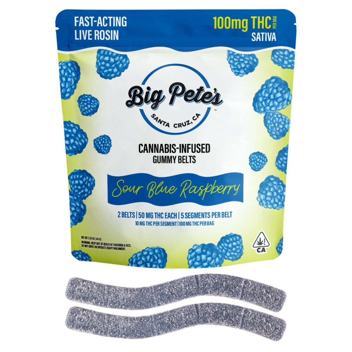 Big Pete's | Sour Blue Raspberry | Fast-Acting Rosin Gummy Belts | 100