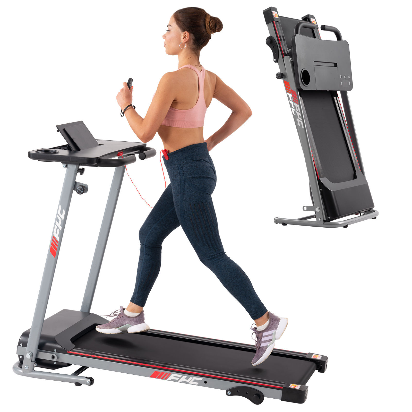 FYC Folding Treadmill for Home with Desk - 2.5HP Compact Electric Treadmill for