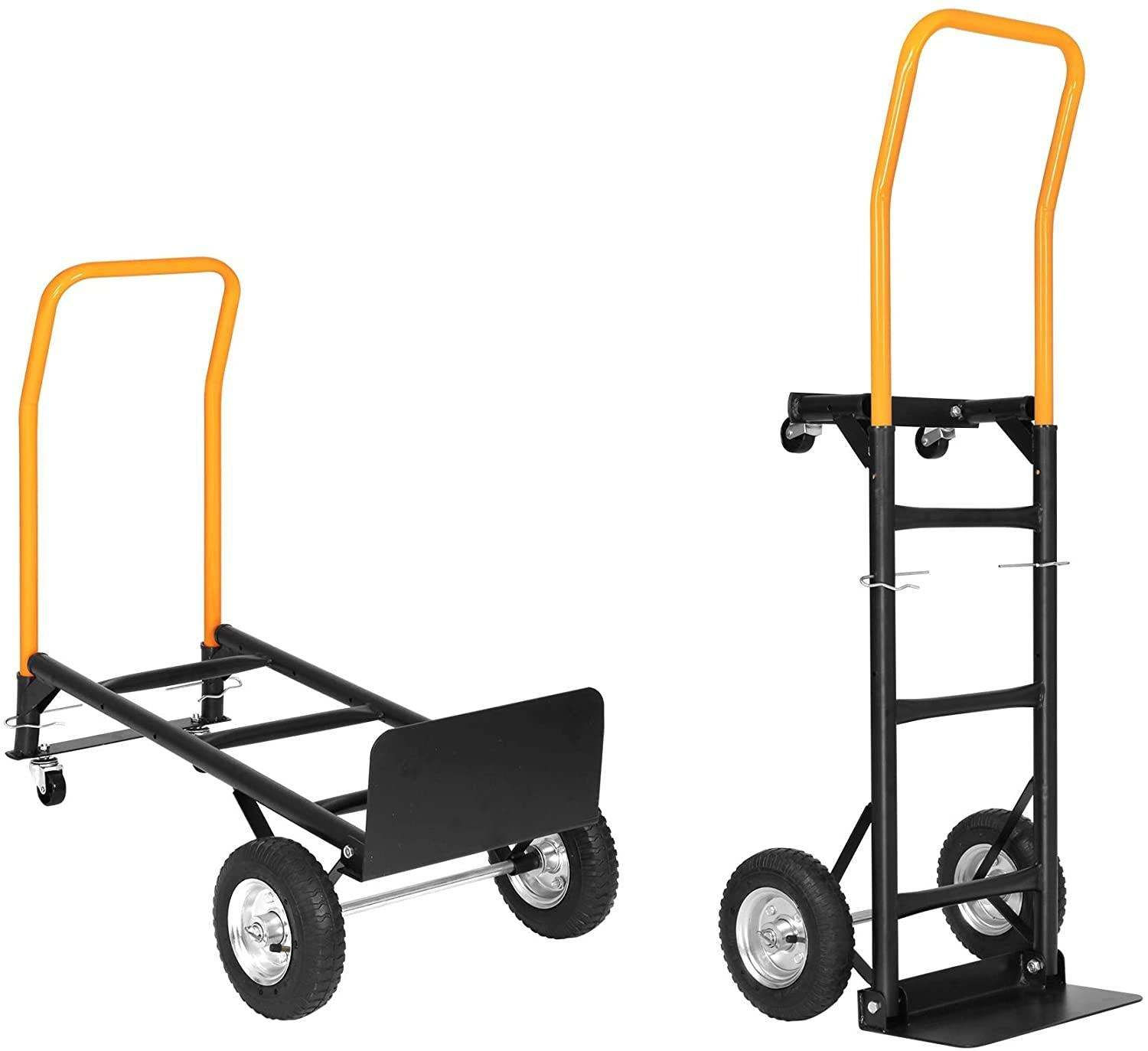 Bosonshop Convertible Hand Truck Dual Purpose 2 Wheel Dolly and 4 Wheel Push Car