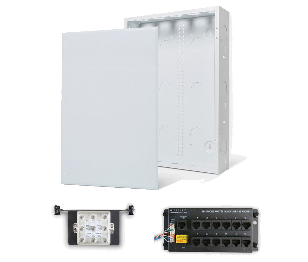 Wirepath™ 20" Enclosure Kit with Flush Metal Door, 1x12 RJ45 Telephone, and 1x8
