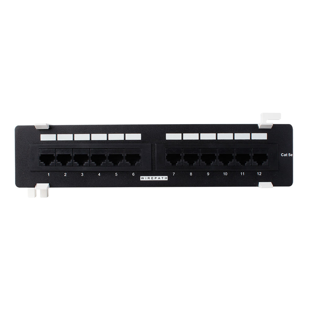 Wirepath™ Wall Mount RJ45 Cat5e Patch Panel - 12 Port