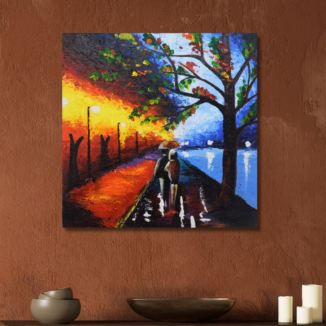 Romantic street scene painting