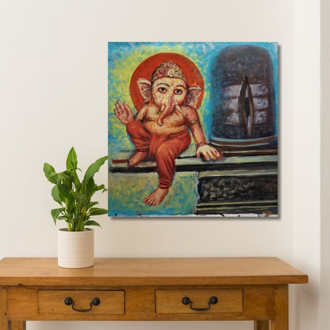 Ganesha with Shivling Painting