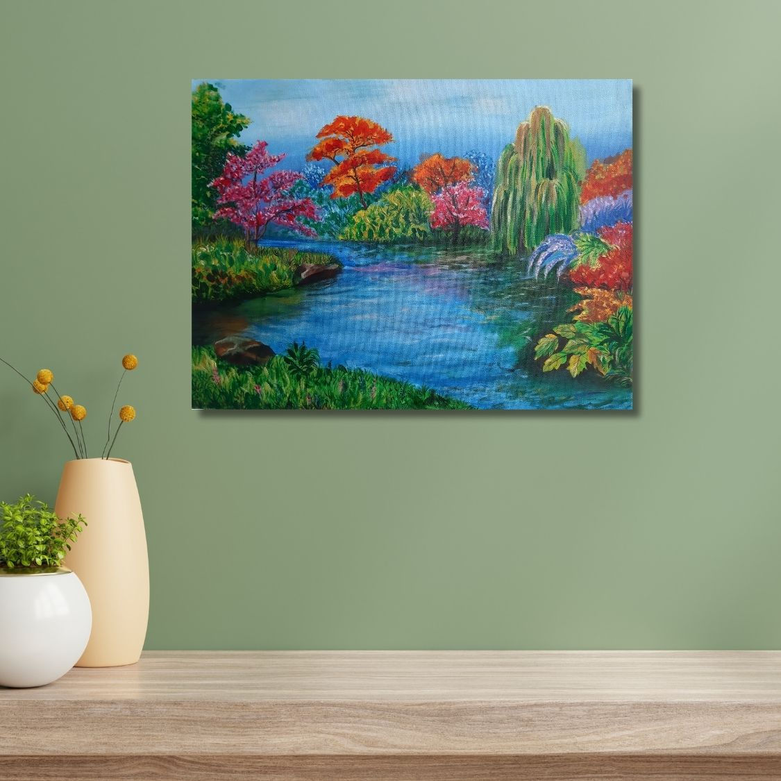 Colorful Forest River Painting