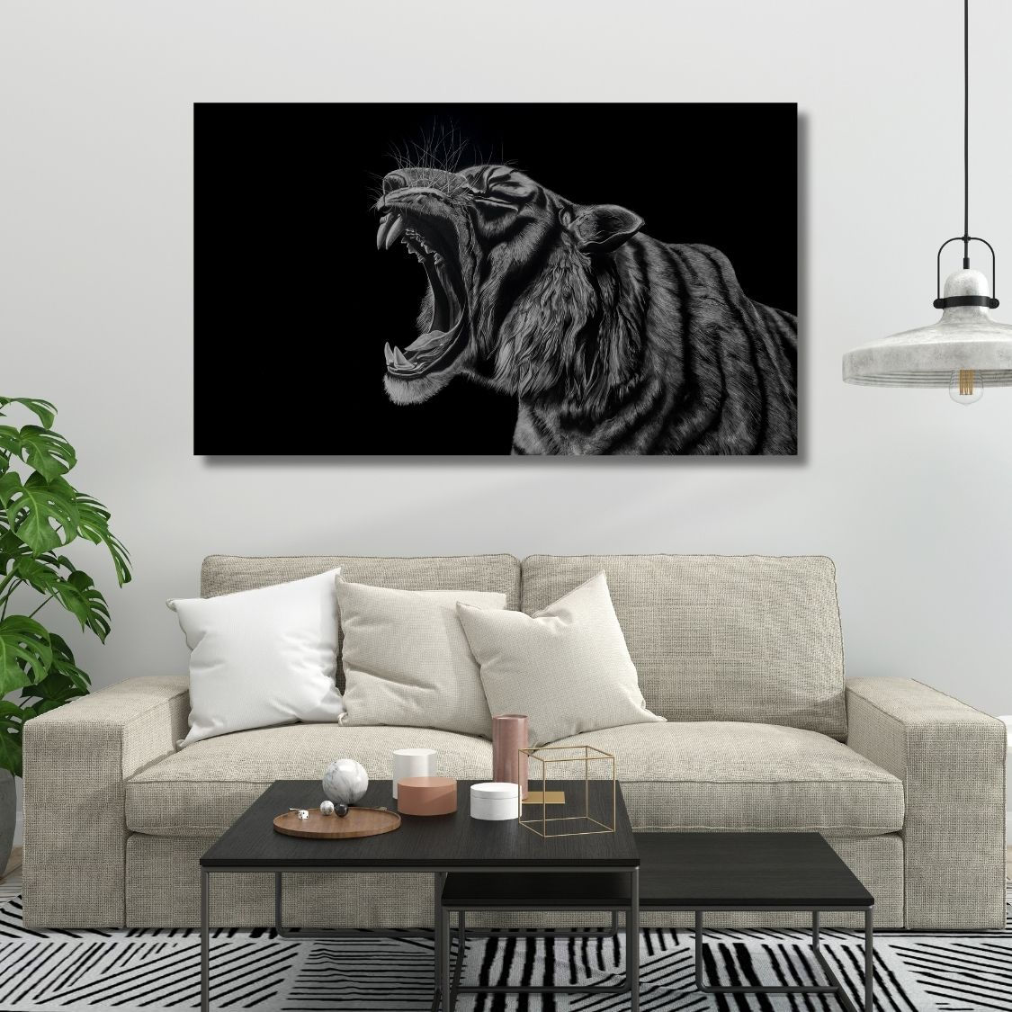 modern wildlife charcoal painting