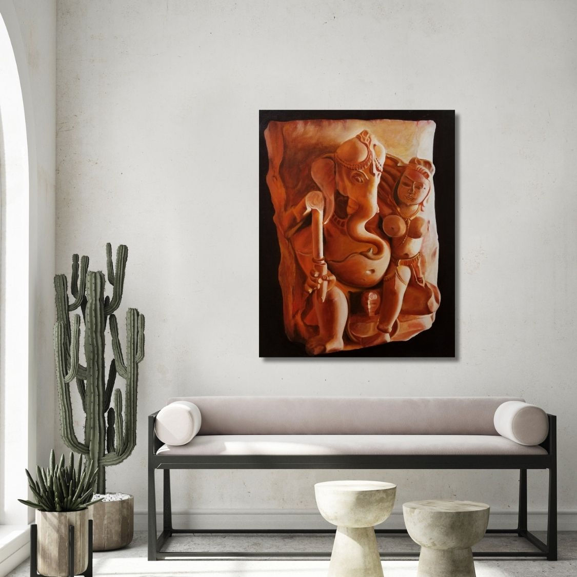 stone sculpture ganesha painting