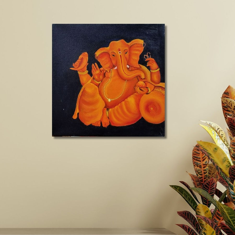 lord ganesha orange painting