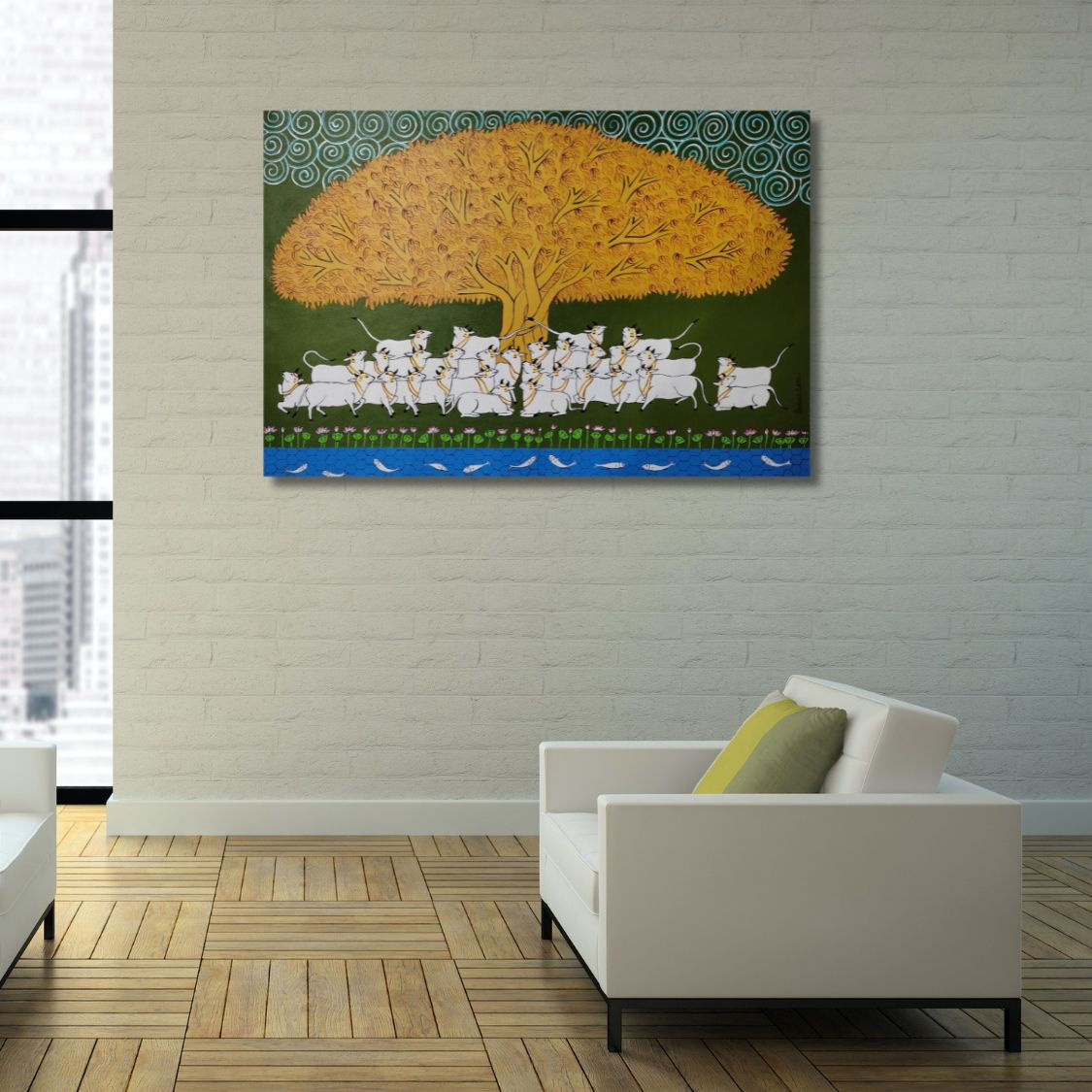Krishna cow theme painting