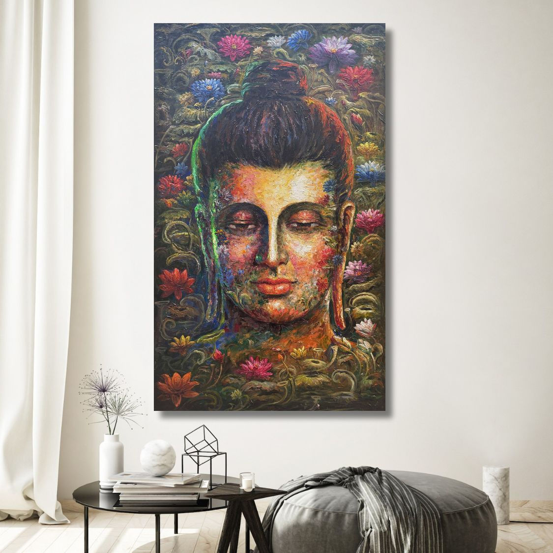 lotus buddha handmade canvas