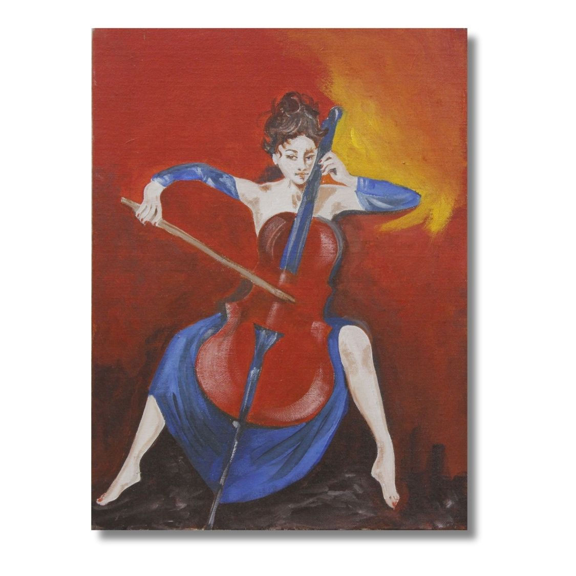 Lady Playing Violin Painting
