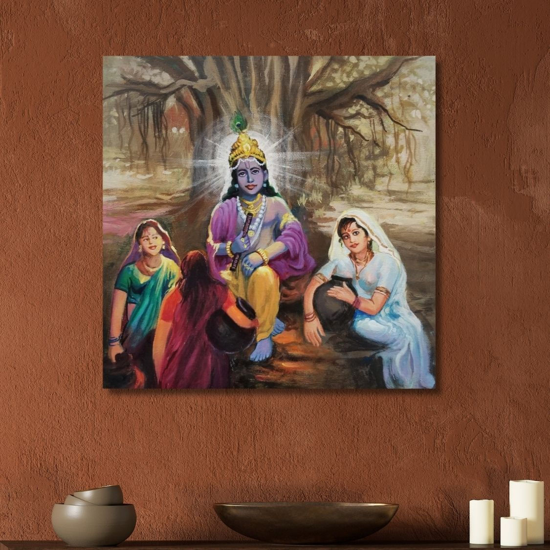 Divine Love Krishna and Gopis Painting