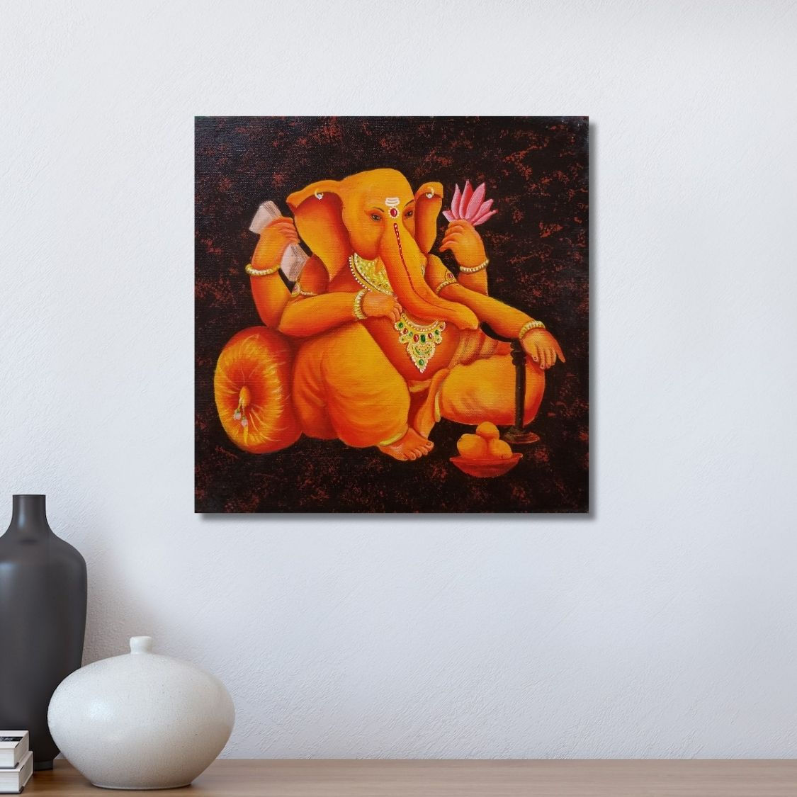 orange ganpati painting