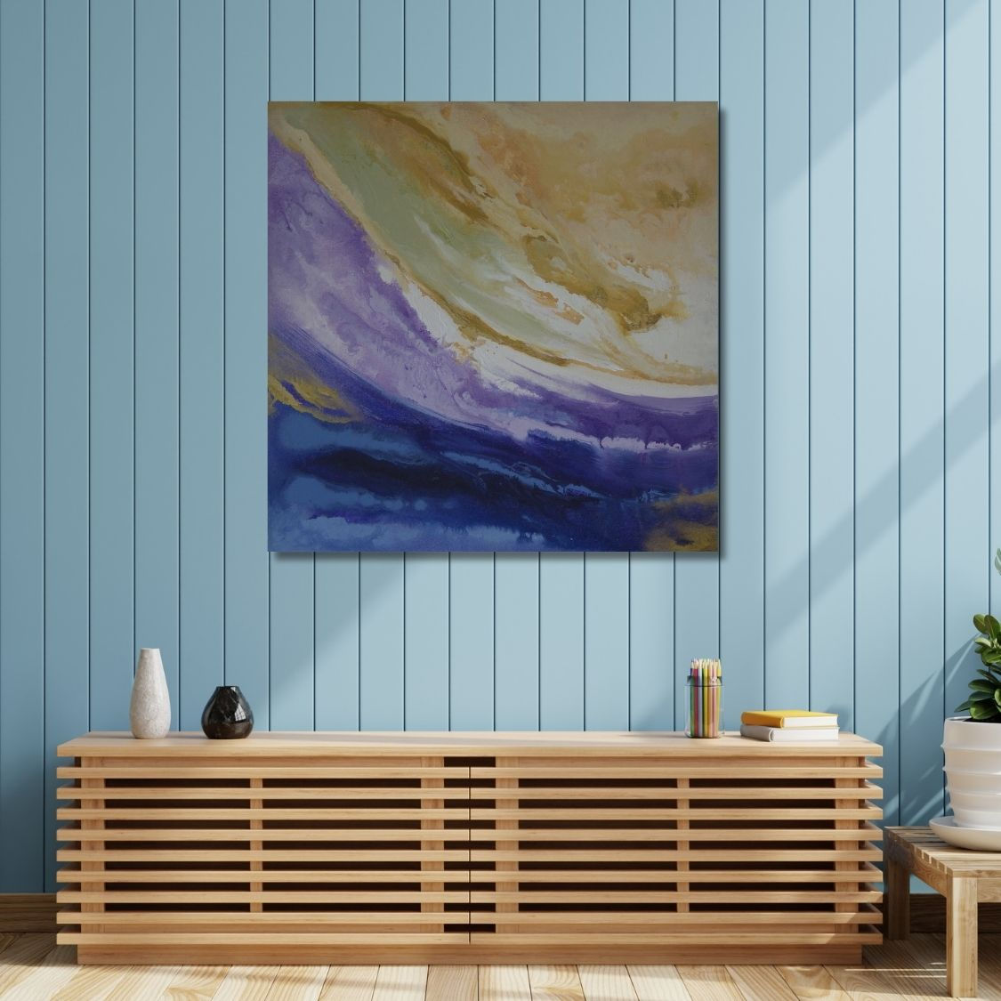 Contemporary Blue Wall Artwork