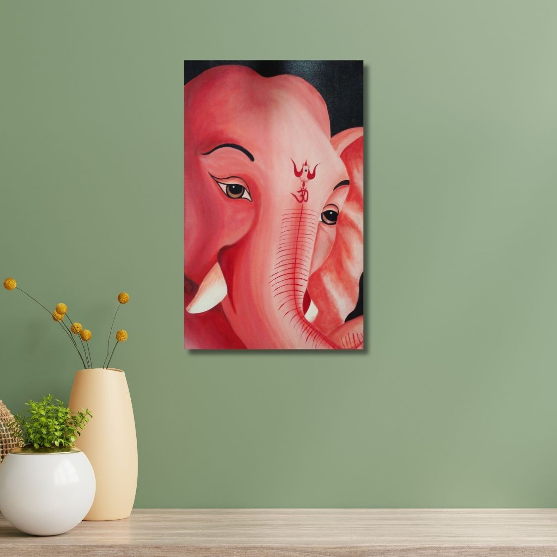 red ganesha face artwork