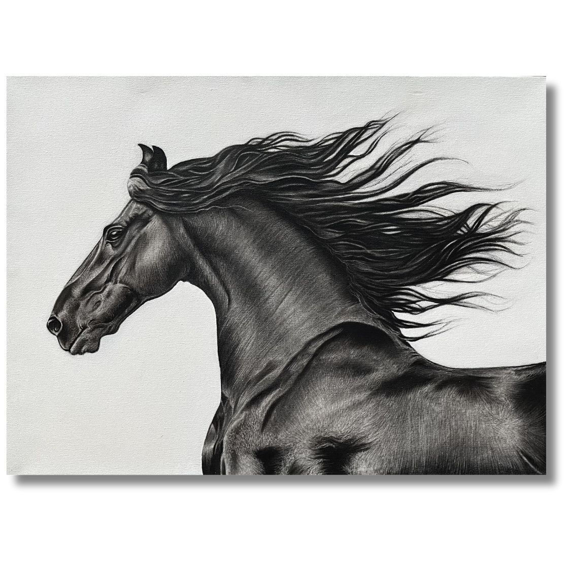 horse charcoal painting