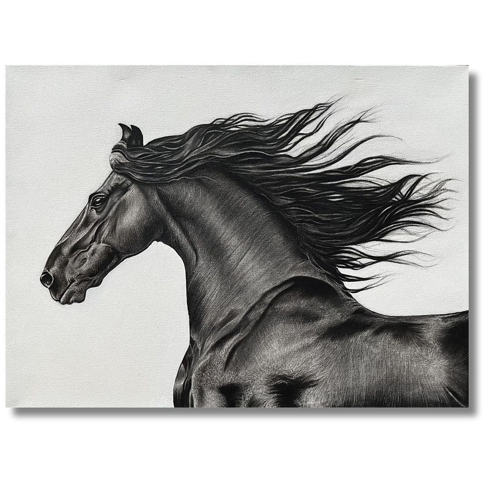 horse charcoal painting