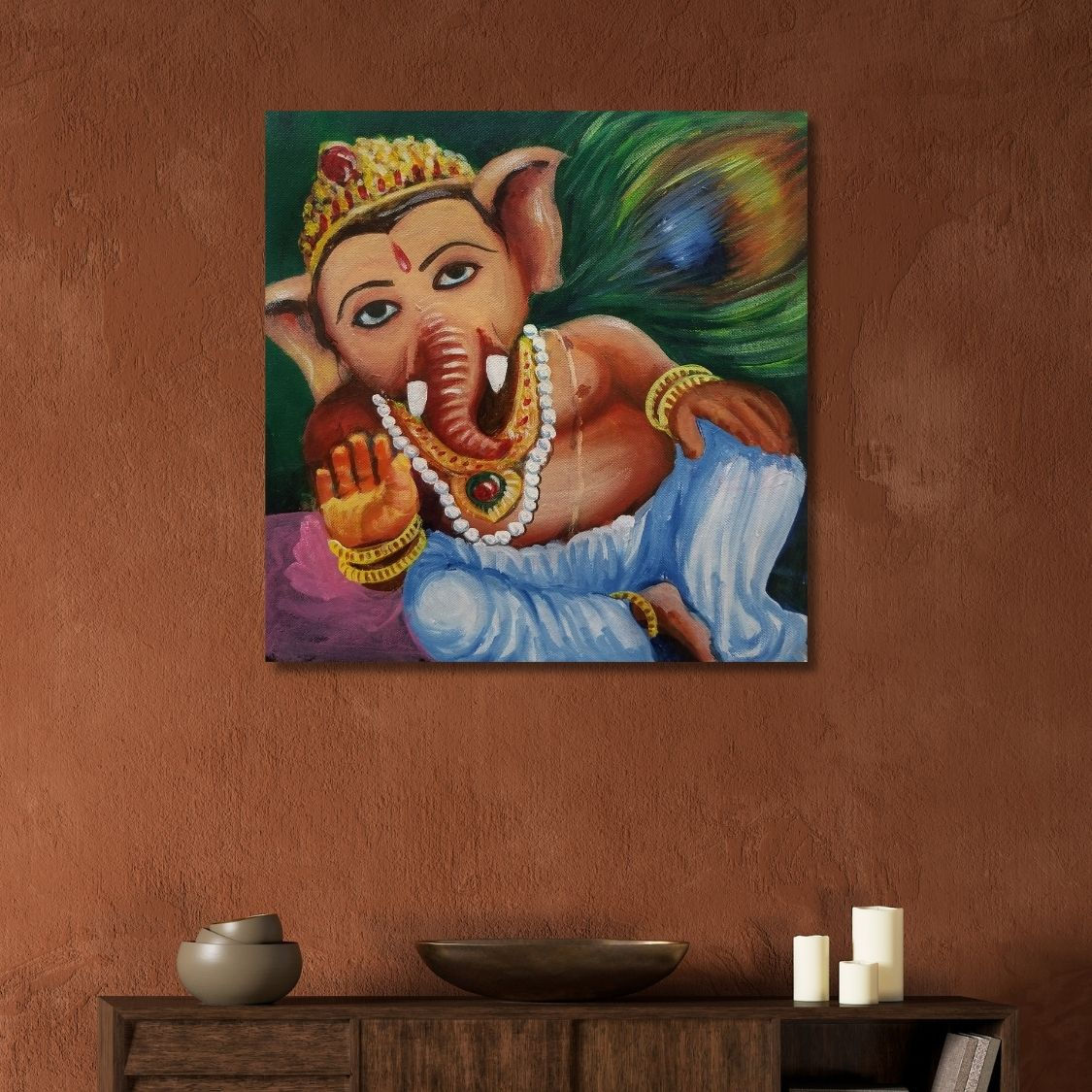 Ganesha with Peacock Feather