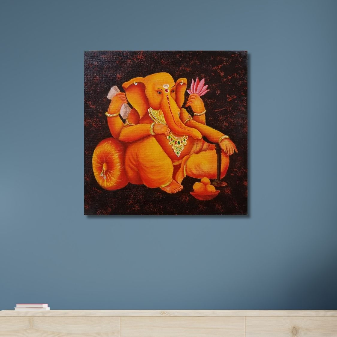lord ganesha with lotus artwork