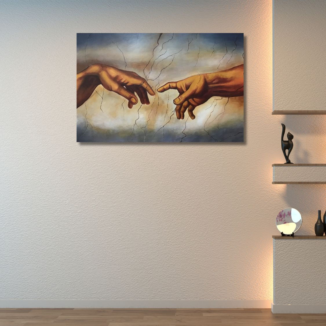 god and man hands painting