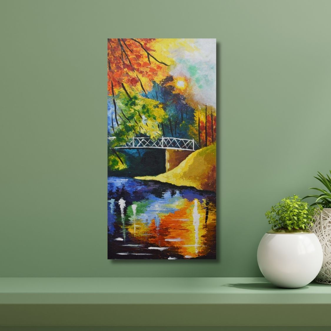 Autumn forest landscape acrylic painting