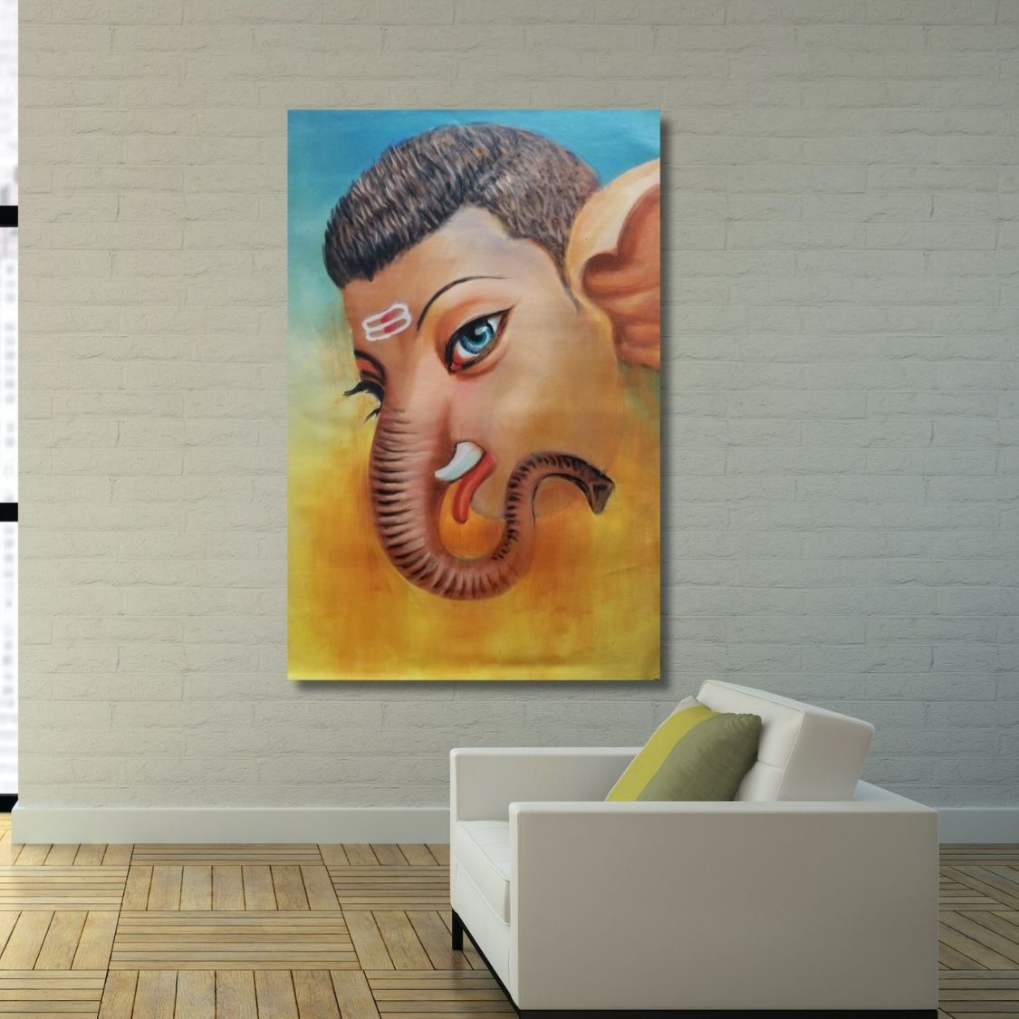 acrylic ganpati canvas painting