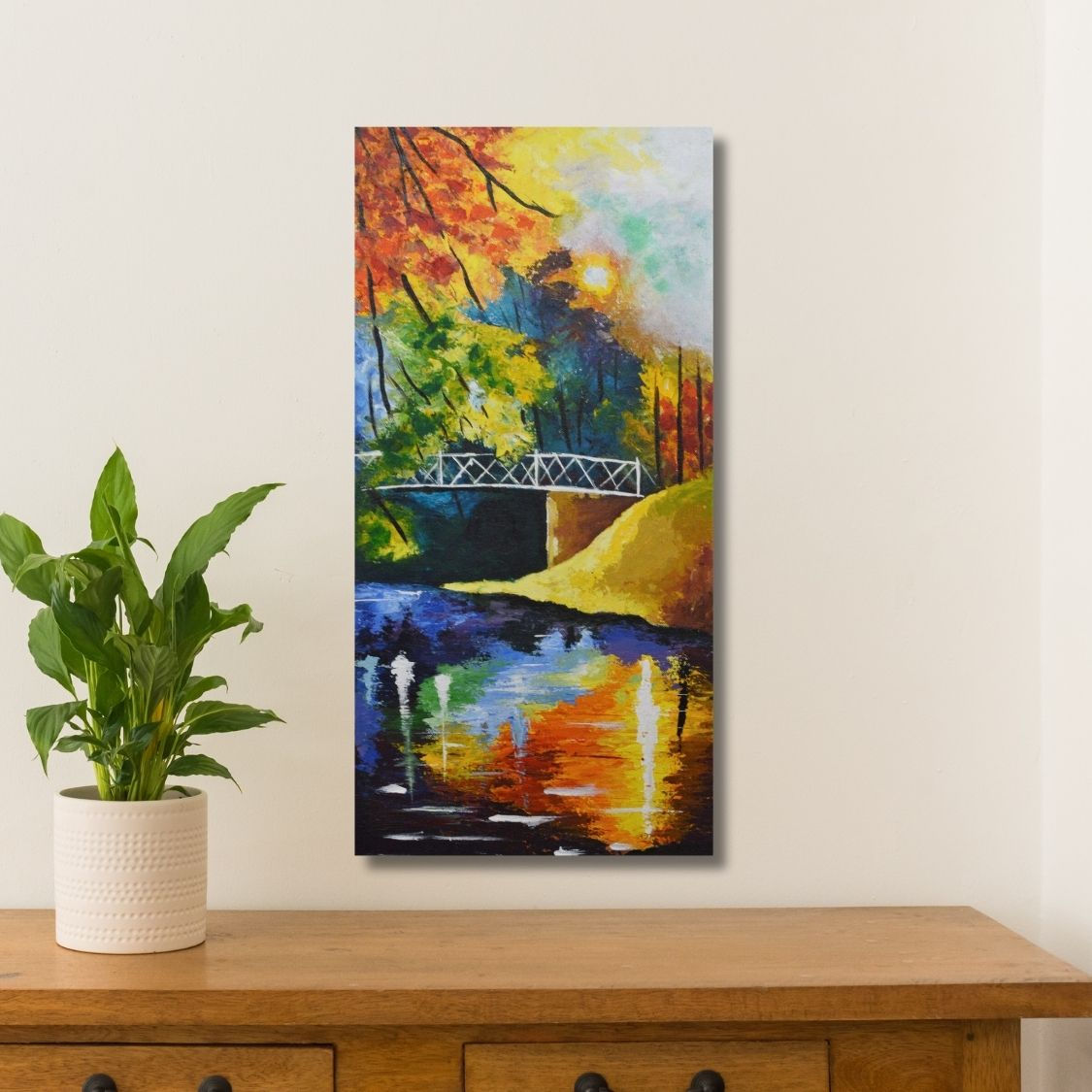Peaceful river and forest painting