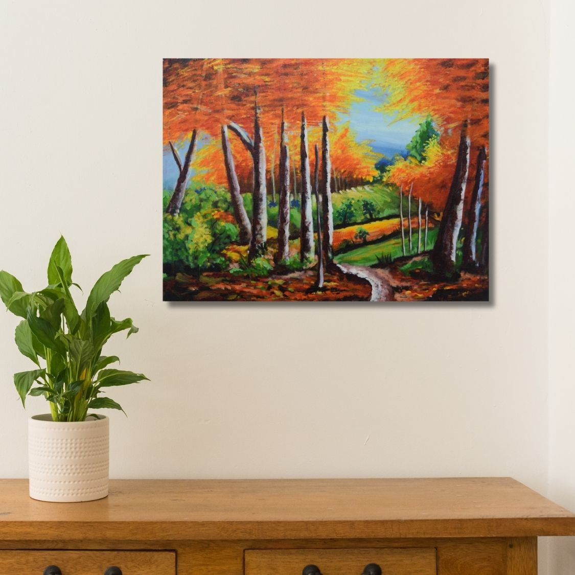 Handmade autumn trees painting
