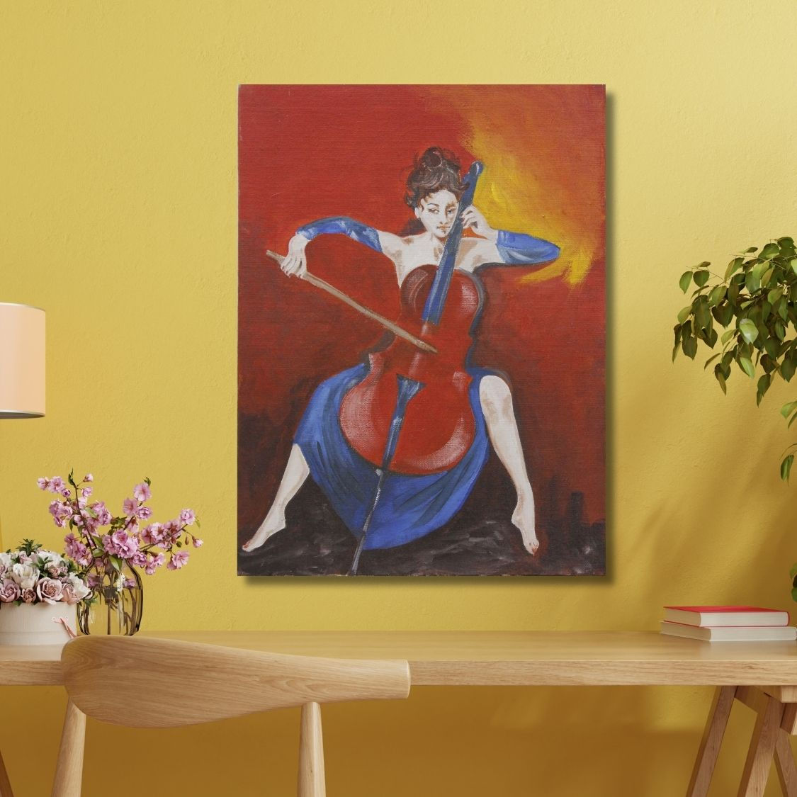 Elegant Woman Playing Violin Painting