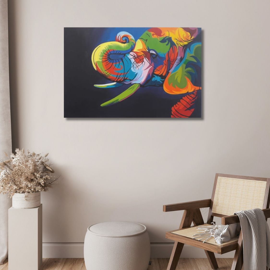 Vibrant Elephant Wall Painting