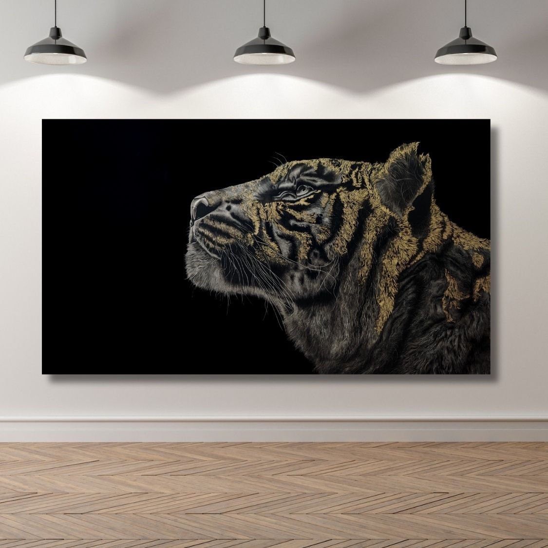 tiger with gold highlights canvas painting