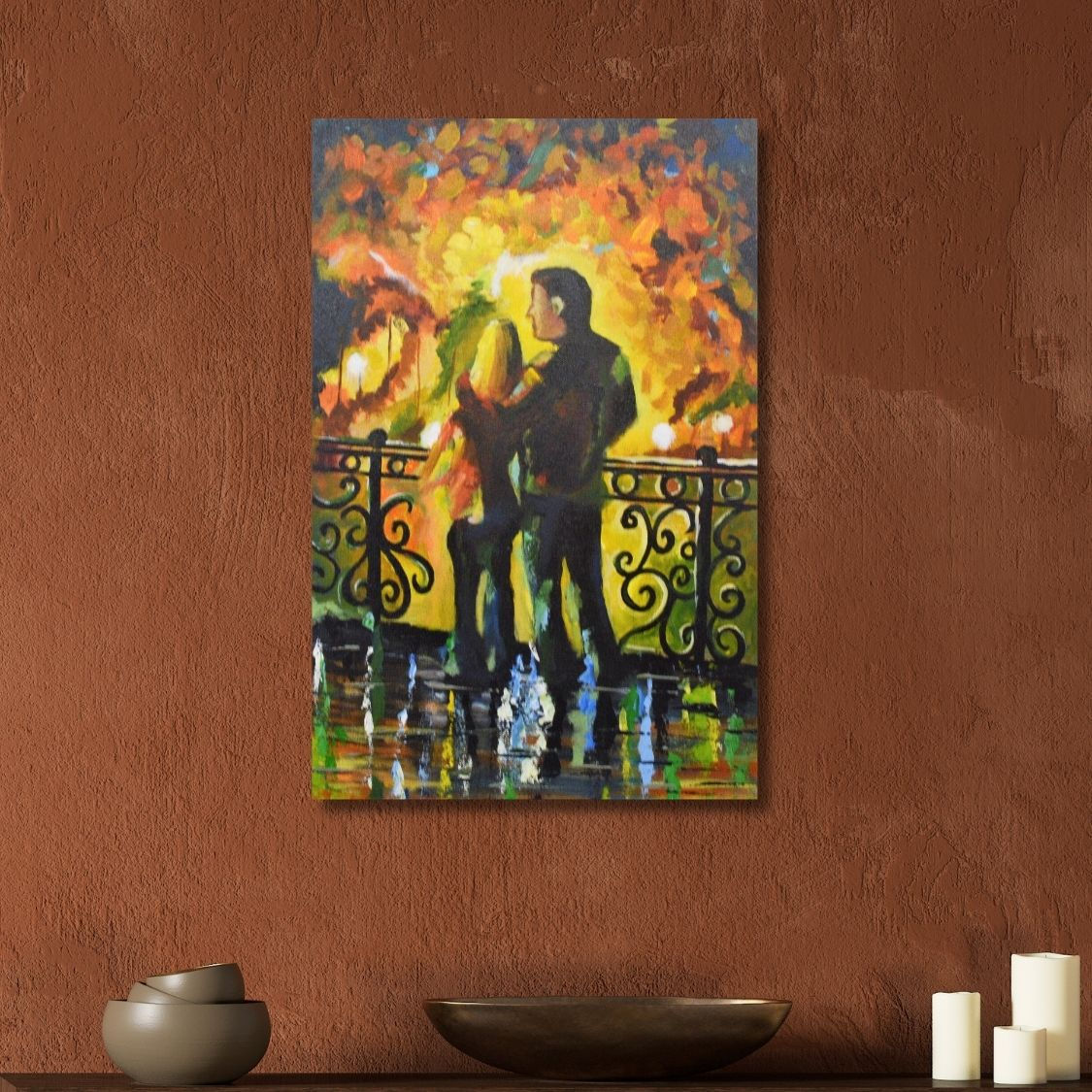 Acrylic romantic couple painting