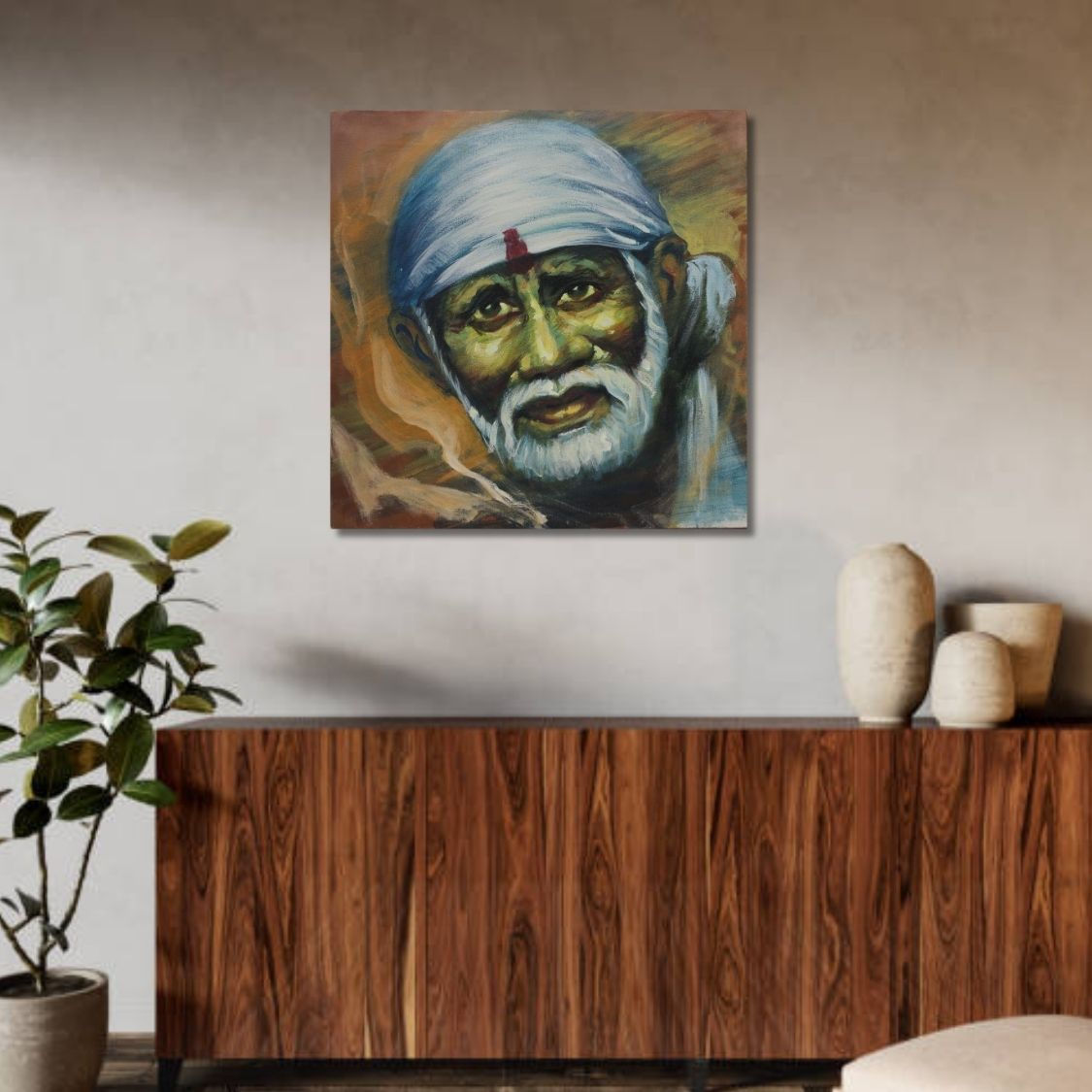 Divine Sai Baba Painting on Canvas